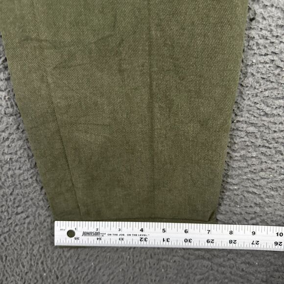 Anglo Italian Pants Mens 31x29 Green Slim Brushed Twill Chino Side Adjusters - Picture 12 of 13